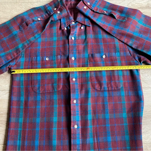 Vintage flannel like button down long sleeve shirt retro plaid - Picture 5 of 6